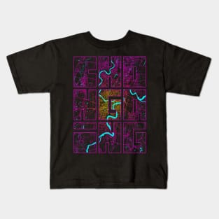 Chongqing, China City Map Typography - Neon Kids T-Shirt